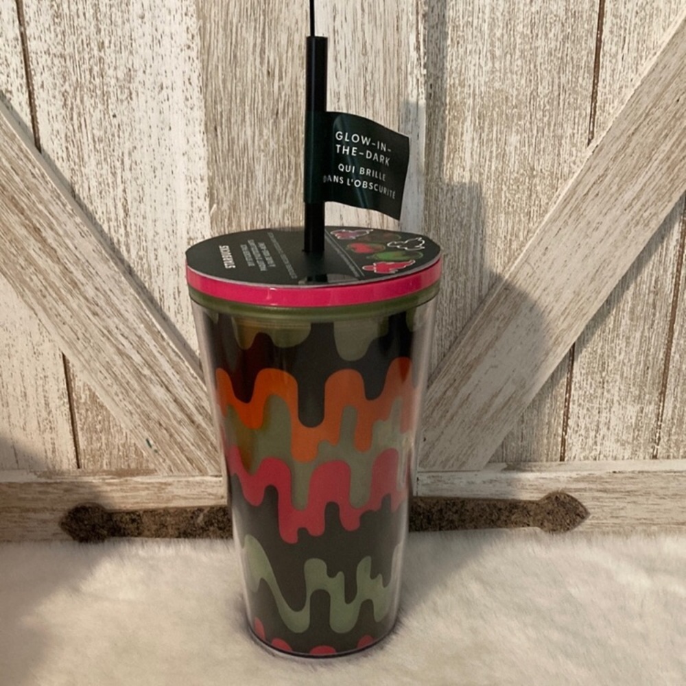 Starbucks 2023 glow in dark Halloween tumbler with stickers new with tags 🏷